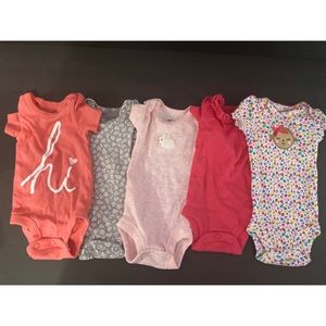 Bundle of 5 Carter’s Baby Girl Preemie Onesies